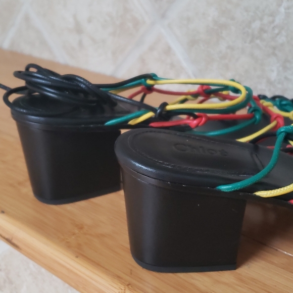 Chloe Runway Black Rainbow Sandals! size 10 - Picture 7 of 11